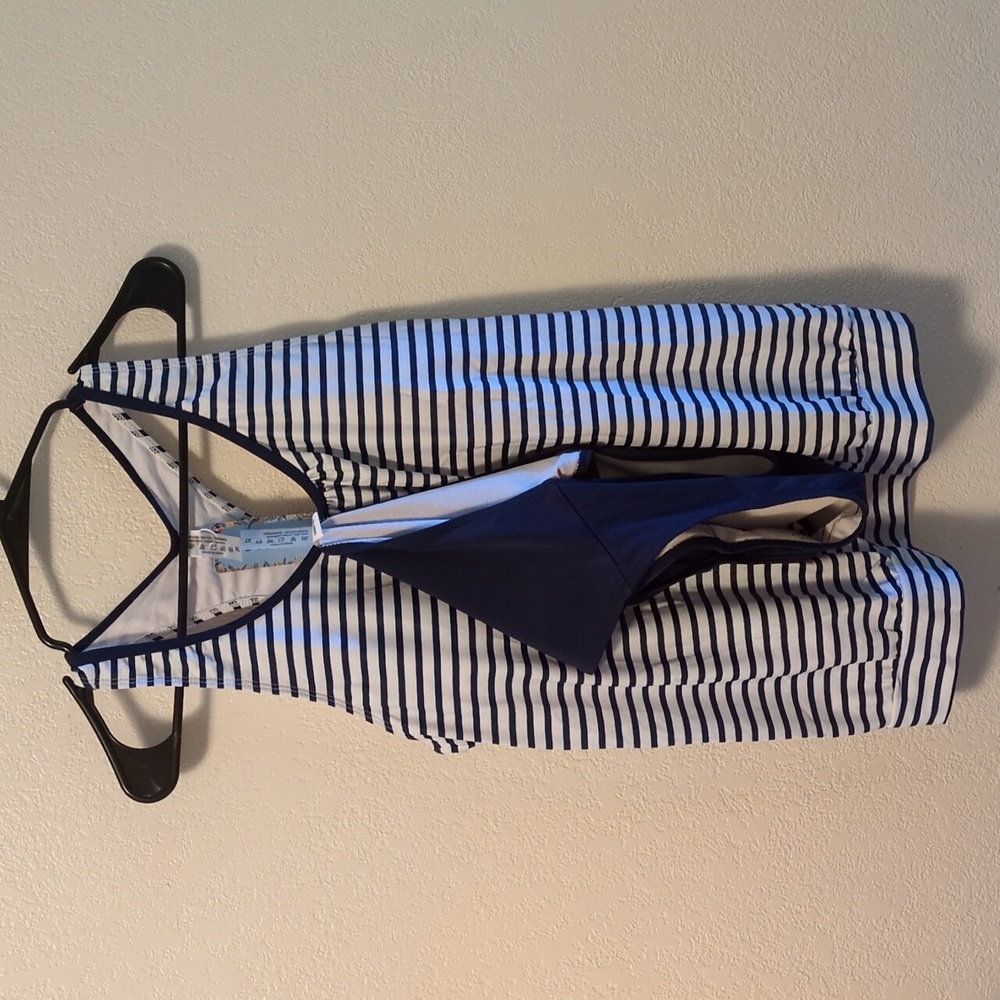 Younique Striped Blue and White Tankini Set - Picture 6 of 6